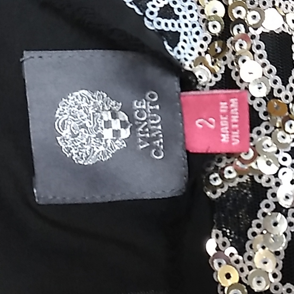 VINCE CAMUTO BLACK COCKTAIL DRESS W/SEQUINS WEDDING PERFECT!  🥂 Ladies SZ 2 - Picture 9 of 11